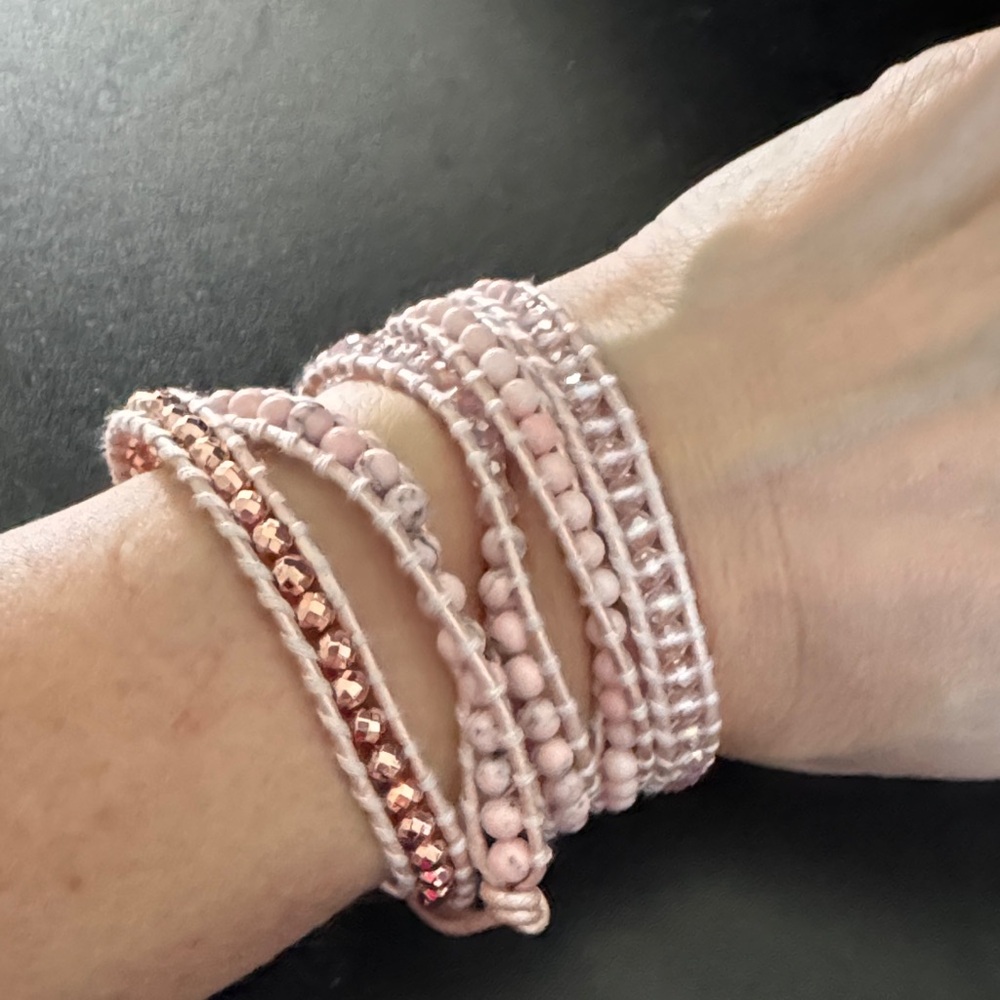 Victoria Emerson Dusty Rose with Rose Gold accent Beaded Wrap Bracelet